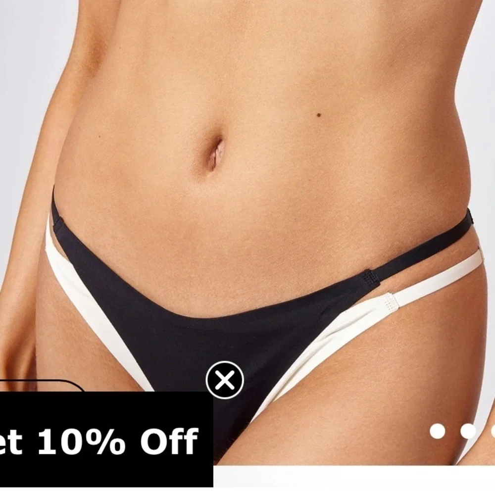 L Space Billie Bitsy Bikini Bottoms Black Cream Large